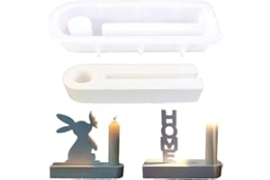 ‎ALEFBET Silikonformen Gießformen Kerzenhalter, DIY Kombination Silikonform Kerzenhalter, Neue Ideen Gießform kerzenhalter, Gipsformen zum Gießen (Sockel-Rechteck)