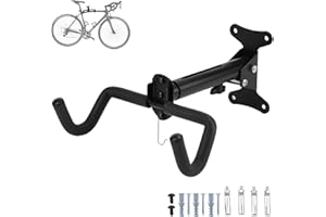 CYFIE Soporte Bicicleta Pared Plegable y Acolchado, Colgador Bicicleta Pared Ajustables, Soporte Bici hasta 25 kg, Con Acolchado Suave, para Bicicleta de Carreras, MTB