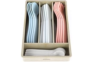 Bat & Bug Kinderbesteck Set - Spielbesteck für Kinder aus Bio Plastik - Puppenbesteck aus 90% Zuckerrohr - 16teiliges Kinderspiel Besteck - Besteck für Kinder inkl. Besteckkasten