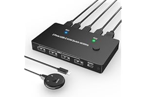 RYTAKI PRO Switch KVM USB C 4K a 60 Hz, switcher USB C per 2 computer che condividono 1 monitor HD HDMI e 4 dispositivi USB, con erogazione di potenza da 100 W, switch USB-C con cavo USB-C, cavo HDMI 2.0