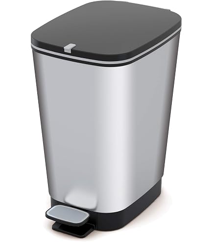 Poubelle De Cuisine 45L à Pédale Avec Couvercle - Anti-odeurs, Stable | Design Argenté Moderne Pour Cuisine Bureau