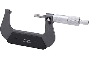 TISSTING Bügelmessschraube 50-75 mm Bereich Messschraube 0.01mm Auflösung Mikrometer Mikrometerschraube Metrischer Außen Bremssattel, Außenmikrometer Mikrometer Stabile Legierungsoberfläche