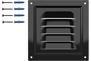 DEMLOU Rejilla de Ventilación Negra Mate Cuadrada – 125 x 125 mm – Acero Galvanizado con Malla Protectora – Recubrimiento RAL9005 – Antióxido – Para Pared o Techo – Interior Exterior.