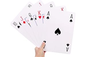 GrassVillage Gigantic A4 Playing Cards – 28cm x 20cm, Full Set, Easy to Read, Plastic Coated & Water Resistant Deck for Garden & Party Games, BBQs, Family Fun, Christmas & Events