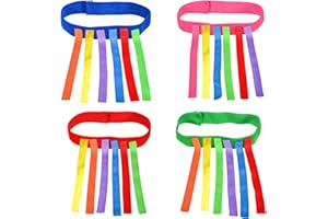 RmKbe 4 Sets Tail Belt Toys Pull Tail Game Catch Tail Games Belt Sensory Training Toys Children Educational Toys for Girl Boy (Random colors)