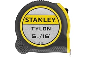 STANLEY Tape Measure 5M/16 Inches Compact Case with Cushioned Grip Metric and Imperial System 1-30-696, YELLOW