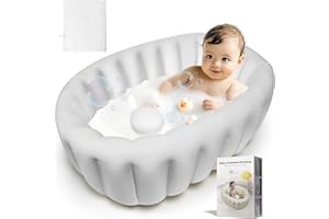 ADORALAND Bañera Bebe, Bañera Plegable Bebé Hinchable Bañera Portátil de Viaje para Bebés sin Bomba de Aire, Bañera Hinchable Plegable Portátil Adecuado Para Bebés y Niños de 0 a 24 Años (Azul)