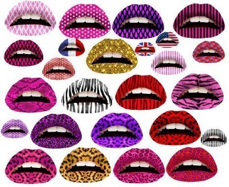 5 or 10 mixed Lips Temporary Tattoos transfer stickers mixed designs - by Fat-catz-copy-catz (5x lips tattoos)