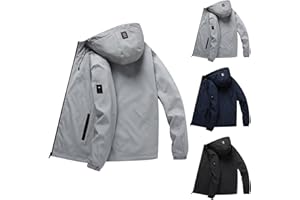 POIUIYQA Giacca Jacket Uomo Softshell Impermeabile Antivento con Cappuccio Giacca Calda Giubbotto Uomo Trekking Casual