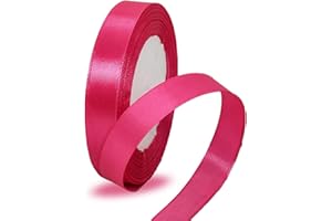 ALOHOVME Nastri Rosso Rosa 15mm, 23 metri Nastro di Raso Rosso Rosa per l'imballaggio di regali, Artigianato fai da te, Bows Making, Mazzi di fiori, Palloncini, Festa nuziale e Decorazioni per torte