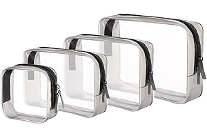 FENRAD Trousse de Toilette Transparente 4 pièces, étanche Sac Cosmétiques PVC Multifonction Kit de Voyage Liquides TSA l'Avion pour Hommes, Femme, Enfant, Famille Multi-Tailles 3-1-1 (Petit, Moyen, Grand)