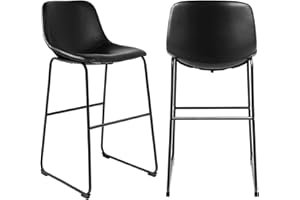 RFIVER Set di 2 Sgabelli Alti in pelle fauci morbida, sgabelli da pub industriali con schiena e poggiapiedi, sedie di sgabelli moderni altezza da bar, sedie da altezza del sedile da 76,2 cm