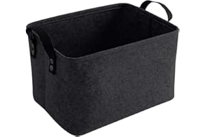 LITLANDSTAR felt storage basket, faltbar filz aufbewahrungsbox für Regal,Wäsche,Schrank,Spielzeug oder Toilettenpapier, 33*20*23cm,schwarz
