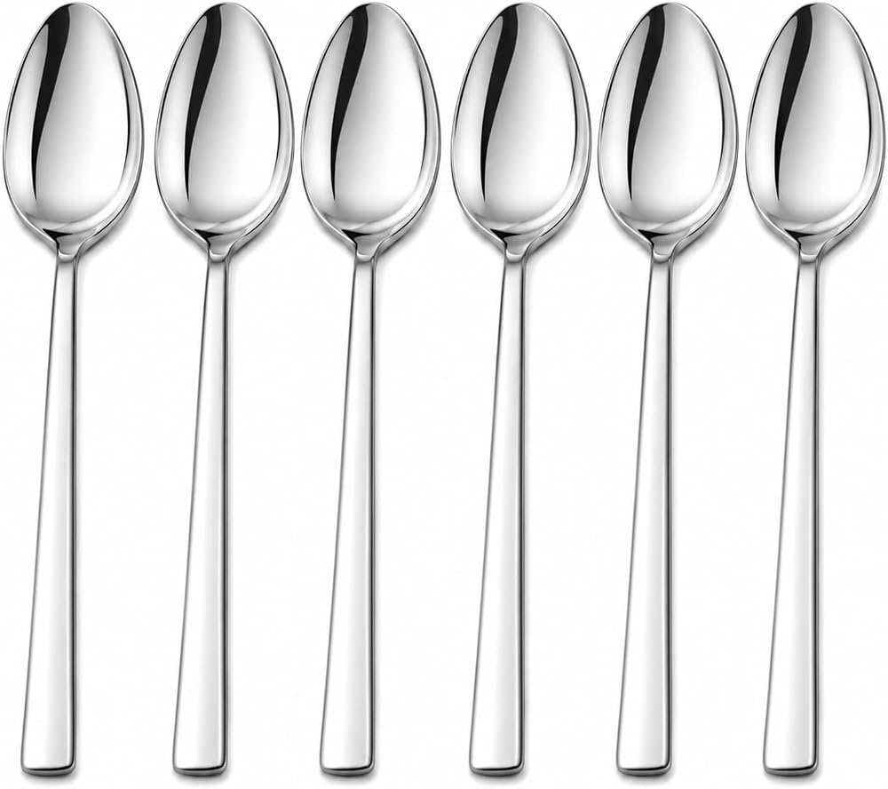 Kabakoz Yemek Kaşığı, 6'lı Paslanmaz Çelik Kaşık Seti, Gümüş Renk Metal 20 cm, 6 Adet İçerikli Set