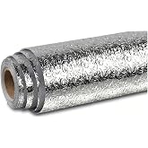 OLLEVRA Rulo G&uuml;m&uuml;ş Al&uuml;minyum Folyo Duvar Kağıdı, 2 mt x 60 cm Kendinden Yapışkanlı Raf İ&ccedil;i, Su Ge&ccedil;irmez Folyo