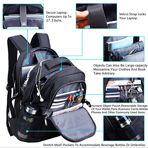 Laptop Rucksack 17 3 Zoll mit Regenschutz Durchlass f  r wasserdicht als Daypack f  r Buisiness schul Reisetasche f  r M  nner and Frau Passend f  r A