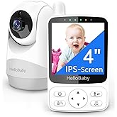 HelloBaby 4" Camara Vigilancia Bebe, 29 Horas de batería Vigilabebes con Camara, Zoom Digital Doble 350°/120°,visión Nocturna