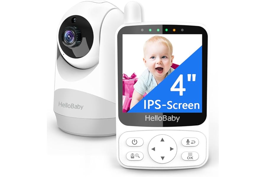 HelloBaby Baby Monitor,29-Hour Battery Life,Upgrade Baby Monitor with Camera and Night Vision,No Wifi,355°/120° Remote Pan Tilt Camera 2x Zoom, ECO Mode,2-way talk,Up to 1000ft,Temperature