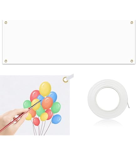 YapitHome Banderole Personnalisée,180x110cm Bannières Blanche, Blanche Polyester Banniere Pour Les Mariages,Fêtes,Anniversaires,Noël,Anniversaires
