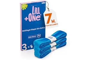LillOne 3 Recambios de Papeleras Extra Largos de 7 Capas para el Papeleras de Pañales - Compatibles con Angelcare Tommee Tippee Twist & Click Simplee Tec LitterLocker
