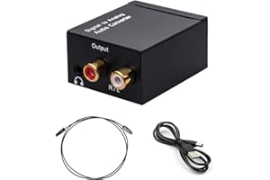 JOYHIAS 192KHz DAC Converter, Digital to Analog Audio Converter, Optical to RCA Converter Toslink Coaxial to RCA L/R 3.5mm Stereo Output with 1m Optical Cable for HDTV DVD, PS5/PS4, Blu-ray Players HD Devices