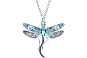NEWEI Collar de libélula esmaltada con diamantes de imitación, bonito colgante de libélula, regalo para mujeres y niñas