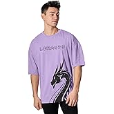 LEOTUDE Men's Cottonblend Half Sleeve Oversized Drop Shoulder T-Shirt (Color Red)