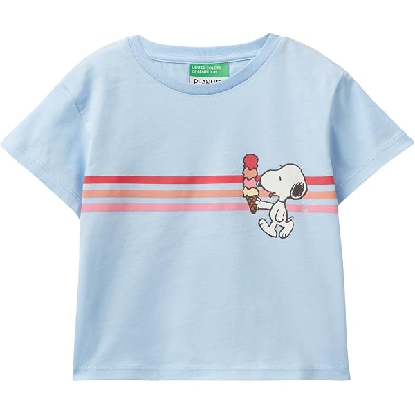 United Colors Of Benetton Mädchen T-Shirt Mit Paillettenstickerei - 100% Baumwolle, Kurzarm, Regular Fit