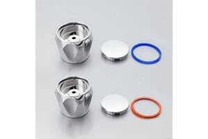 HOHOVYVY 2 Sets Replacement Bathroom Kitchen Sink Tap Cold+Hot Tap Top Head Faucet Cover Handle Chrome Plated Replacement Accessory