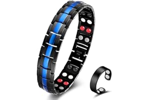 ‎VICMAG Vicmag Magnetarmband Herren Titanstahl-Magnetarmband Doppelreihige Ultra-Stärke-Magnete mit Einstellwerkzeug und Geschenkbox (Blaue Linie 4 Elemente)