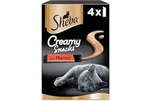 Sheba Creamy Snacks Manzo, Snack Cremosi per Gatti, 11 Confezioni da 4 Snack ciascuna (totale 44 snack)