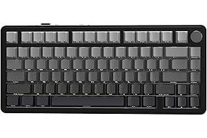 ‎ATTACK SHARK ATTACK SHARK X85 Gasket Mechanische Tastatur mit Drehregler, 75% kabellose Gaming-Tastatur mit fünfschichtiger Polsterung, BT5.0/2.4G/USB-C,RGB, Hot-Swap-fähig, PBT-Tastenkappen (schwarzer)