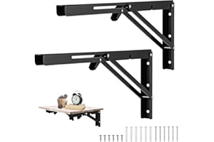 Gueenky 2 Pièces Equerre Rabattable Murale Noir, 400 x170mm Support Console Pliable Equerre Équerre Pliante Charge Lourde Supports Équerre Étagère Pliante Pour Garage Établi