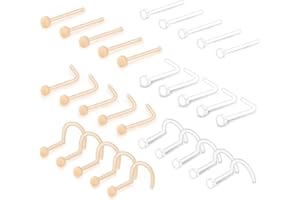 Rajnard 20G Piercing al Naso Flessibile in plastica Trasparente per Perno da Lavoro Vite da Naso a Forma di L Diamond CZ Piercing Fermi per Donna Uomo