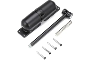 SHMSHNG Cierrapuertas automático, cierrapuertas para puerta de jardín, puerta principal, exterior, puerta mosquitera, resorte de tensión, amortiguador automático cerrado (negro, 1 unidad)