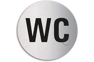 Cartello - WC | Targhette Targa acciaio inox Ø 75 mm autoadesivo | Ofform Design Originale No.8480