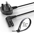 Agagadgets, Right Angle 2M Long Mains Replacement Power Cable For LG 4k UHD Flat TV Toshiba Soni PS4 PS5 Sharp Panasonic LED Flat TV Printer Sky box, Sky Plus+ HD Box