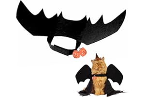 BESMRPG Halloween Pet Bat Wings,Cute Cat Halloween Bat Wings,Halloween Pet Costume,Halloween Costumes Dogs with Pumpkin Bells,Halloween Dog Costumes For Cats Halloween Puppy Kitten Cosplay Party Outfits(S)