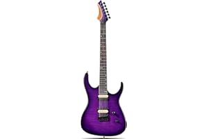 Leo Jaymz Electric Guitar Monsoon Series - Reverse Headstock, Mahogany Body,Roasted Maple Neck,Rosewood Fretboard,Locking Tuners,Rounded End Frets,AlnicoV Pickups,Fixed Hardtail Bridge (Violet Flame)