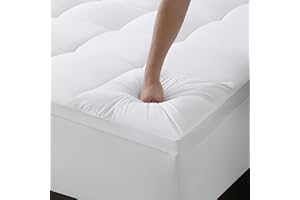 DUANDUAN Topper matrimoniale 90x190 cm - Topper per materassi Trapuntato Pillowtop di 5 cm - Il coprimaterasso con tasca profonda si adatta a materassi 10-25 cm - Lavabile in Lavatrice (90x190cm)