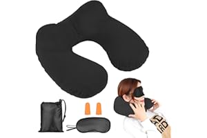 Cresbel Cuscino per collo gonfiabile, Cuscino per collo gonfiabile per aereo, Cuscino da viaggio gonfiabile, Cuscino per collo gonfiabile ergonomico per campeggio, viaggio, treno, auto, ufficio