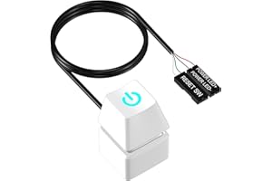 COLEXY Przełącznik zasilania komputera, przełącznik stacjonarnego komputera, zewnętrzny przycisk zasilania z oświetleniem LED, przedłużacz 1,8 M (biały)