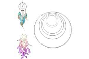 EMAGEREN 24 PCS Anillo Atrapasueños Aros de Metal para Manualidades 4/5/8/10/12 / 16cm Anillos de Metal Redondos Atrapasueños Macramé Metal Anillos de Alambre para DIY Atrapasueños Manualidades