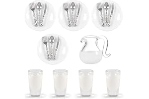 21 Pack 1/12 Piatti e Posate Miniatura Accessori Casa Bambole UieaMsio posate per bambole, piatti in miniatura, posate, per succhi d'arancia e 4 bicchieri in miniatura