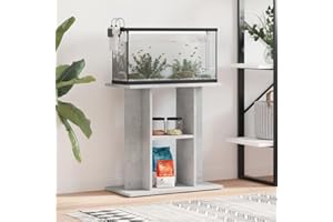 CIOURSTO Aquarium Stand Engineered Wood Fish Tank Cabinet Modern Design with Storage Stable Display for Home Decor Living Rooms (Concrete Gray, 60 x 30 x 60 cm)