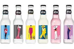 The Artisan Drinks Company Tonic Water Taster Pack - 200mlx6 Bottles - Gin and Tonic Mixers - Classic London, Skinny London, Yuzu Tokyo, Pink Citrus, Violet Blossom & Agave Lemon Flavours