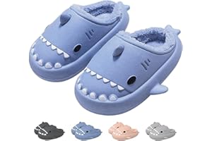 IDEINER Invernali Squalo Pantofole Donna Uomo Fodera di Peluche Termiche Squalo Ciabatte Memory Foam Shark Slides Slippers Unisex Adulti Taglia 36-45