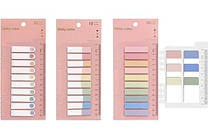 Amerson Morandi Index Tabs with Ruler, 4 Pack 660 Pieces Sticky Tab, Note Page Marker, Writable Repositionable File Flags, Book Labels for Reading, Notes, Files