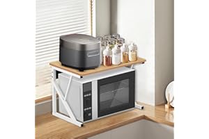 LANTUS Mensola espandibile per forno a microonde, per cucina, portaspezie e microonde, estraibile, Supporto Microonde con Ganci,54 * 35 * 34,5 cm - Noce