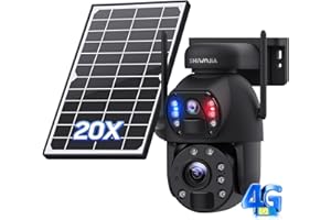 SHIWOJIA Kamera bezpieczeństwa zewnętrzna Solar, kamera 4G z podwójnym obiektywem 10-krotny zoom, kamera solarna 6 MP z kolorowym noktowizorem, wykrywanie człowieka PIR, gniazdo SD, wodoodporność IP66
